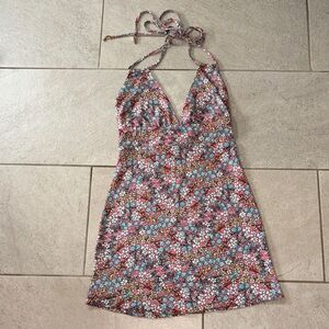 Veronica M Floral Stretch Halter Dress